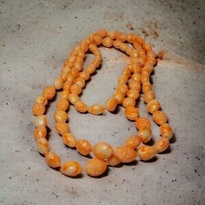 Necklace 'Orange Ice' color flapper look beads 54"